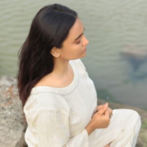 Women’s 3/4 Sleeve Princess Neck Khadi Cotton Top 🌿