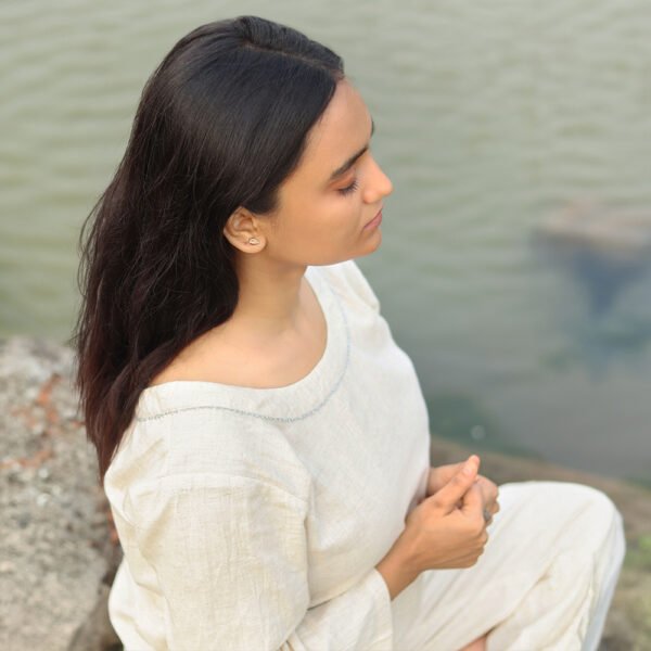 Women's 3/4 Sleeve Top & Bottom Khadi Cotton Set