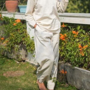 Women's 3/4 Sleeve Top & Bottom Khadi Cotton Set