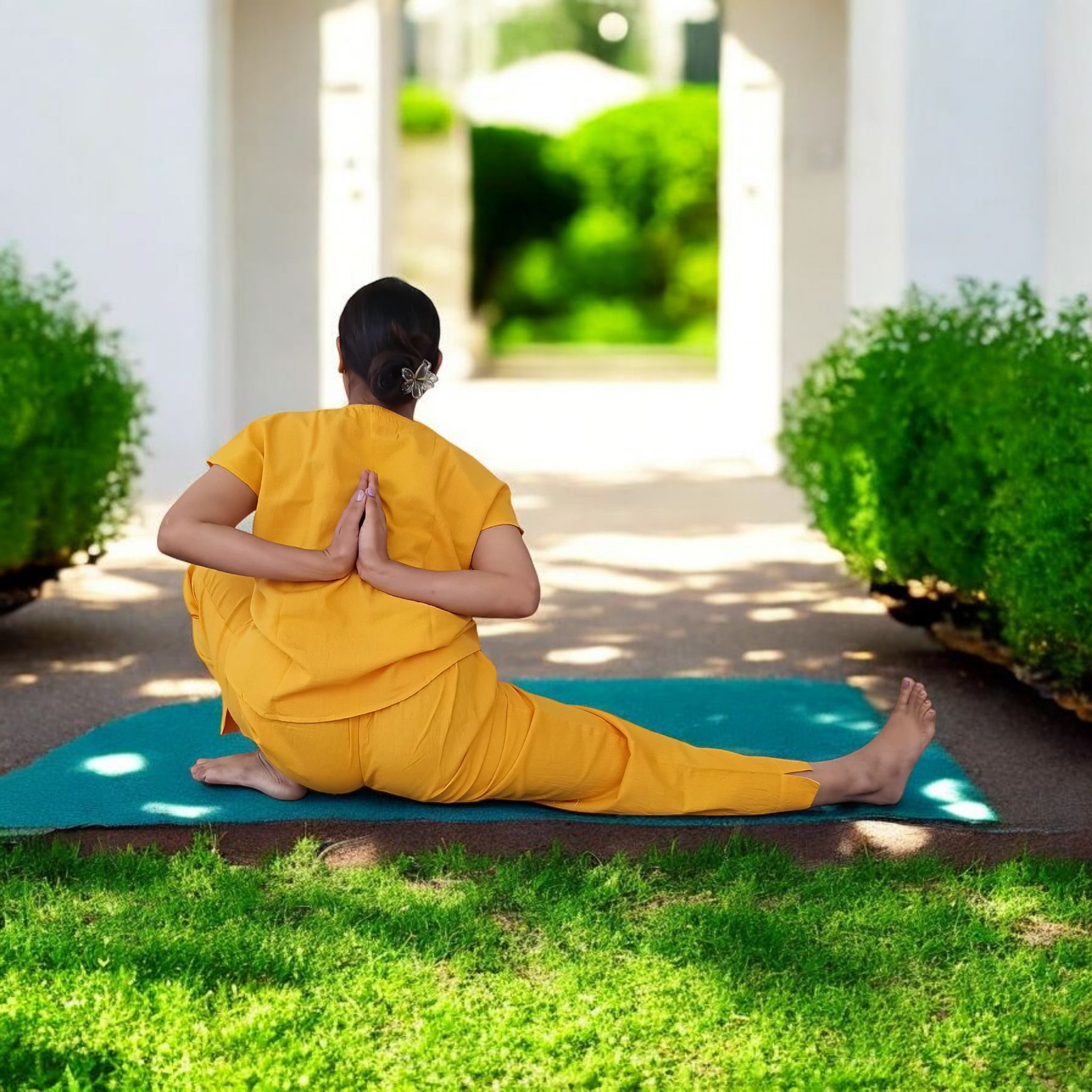 women’s surya yellow khadi cotton co ord set | breathable natural cotton top & bottom set for women women’s surya yellow khadi cotton co ord set | breathable natural cotton top & bottom set for women