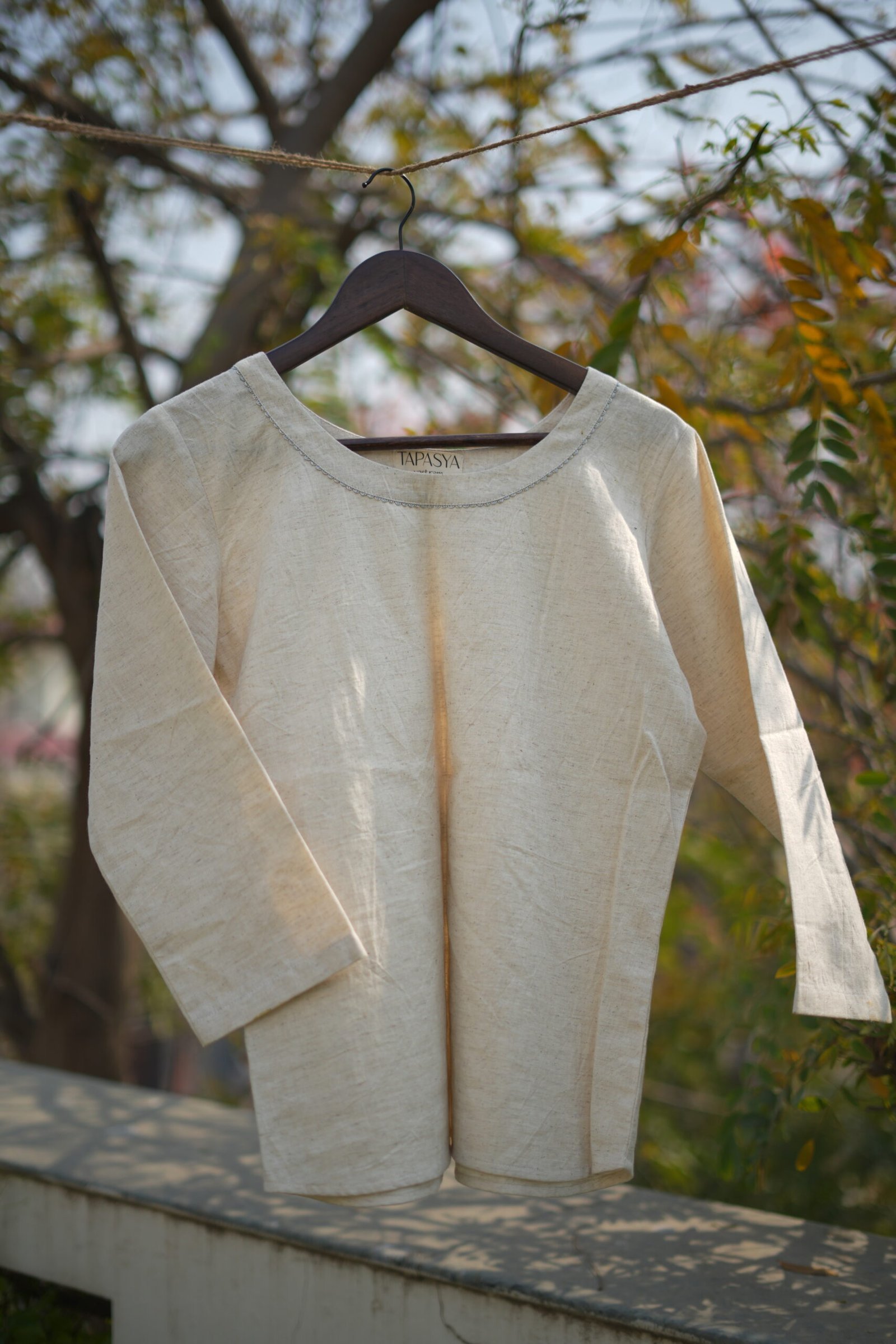 women’s 3/4 sleeve princess neck khadi cotton top 🌿 women’s 3/4 sleeve princess neck khadi cotton top 🌿