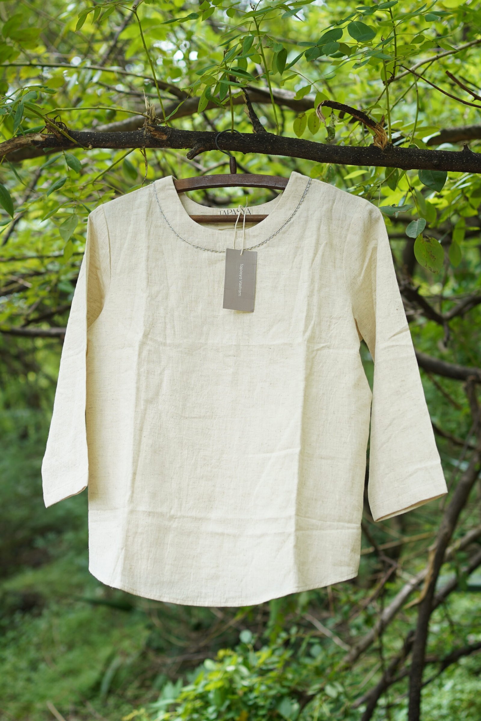 women’s 3/4 sleeve princess neck khadi cotton top 🌿 women’s 3/4 sleeve princess neck khadi cotton top 🌿