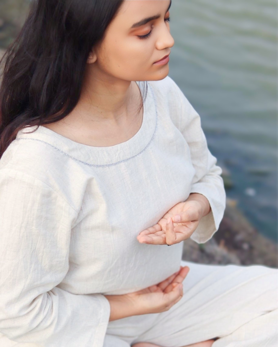 women’s 3/4 sleeve princess neck khadi cotton top 🌿 women’s 3/4 sleeve princess neck khadi cotton top 🌿