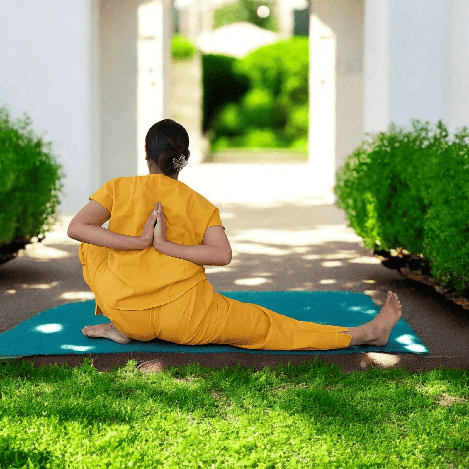 women’s surya yellow khadi cotton co ord set | breathable natural cotton top & bottom set for women