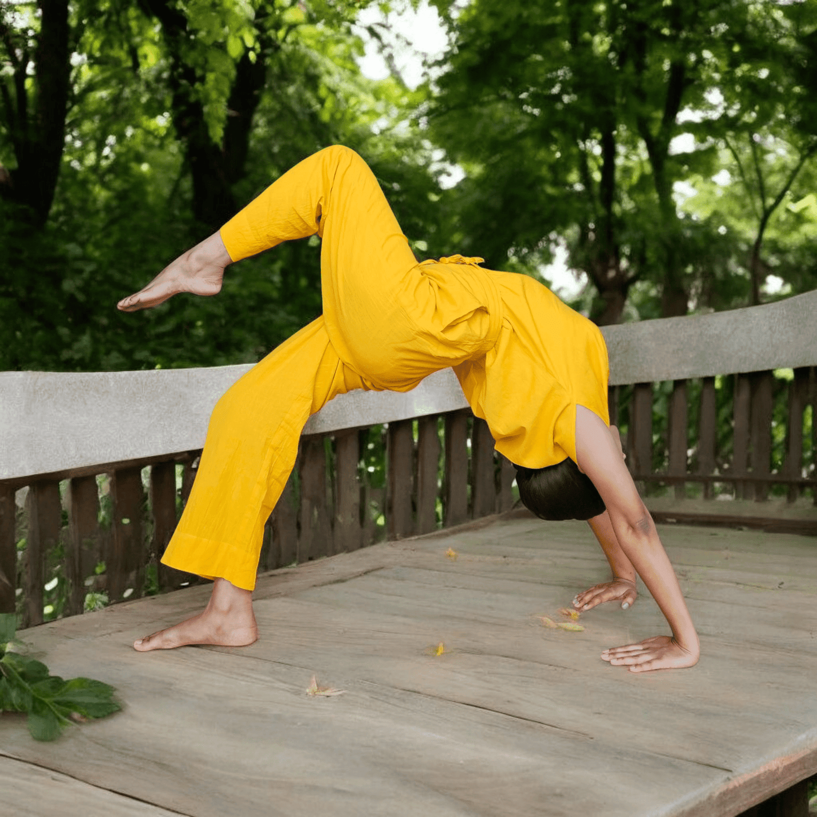 women’s surya yellow khadi cotton co ord set | breathable natural cotton top & bottom set for women