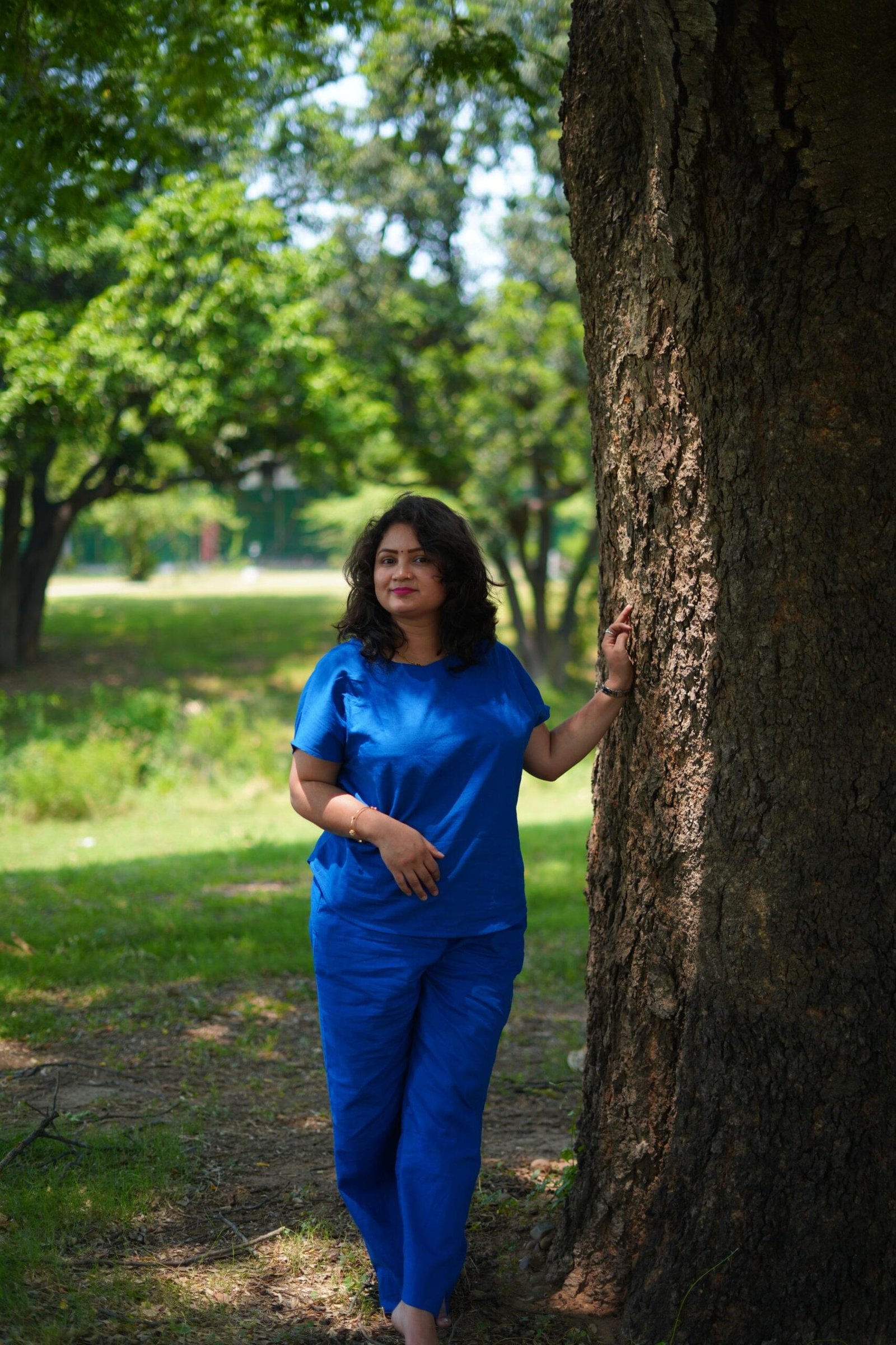 Women’s Amber Khadi Cotton Co-Ord Set | Breathable Natural Cotton Blue Top & Bottom Set for Women