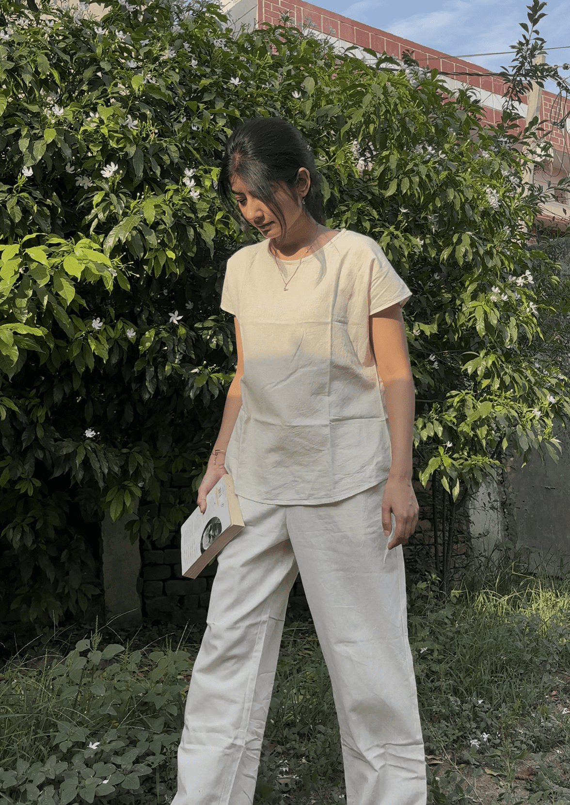 women’s short sleeve khadi cotton top | breathable natural cotton casual summer top for women