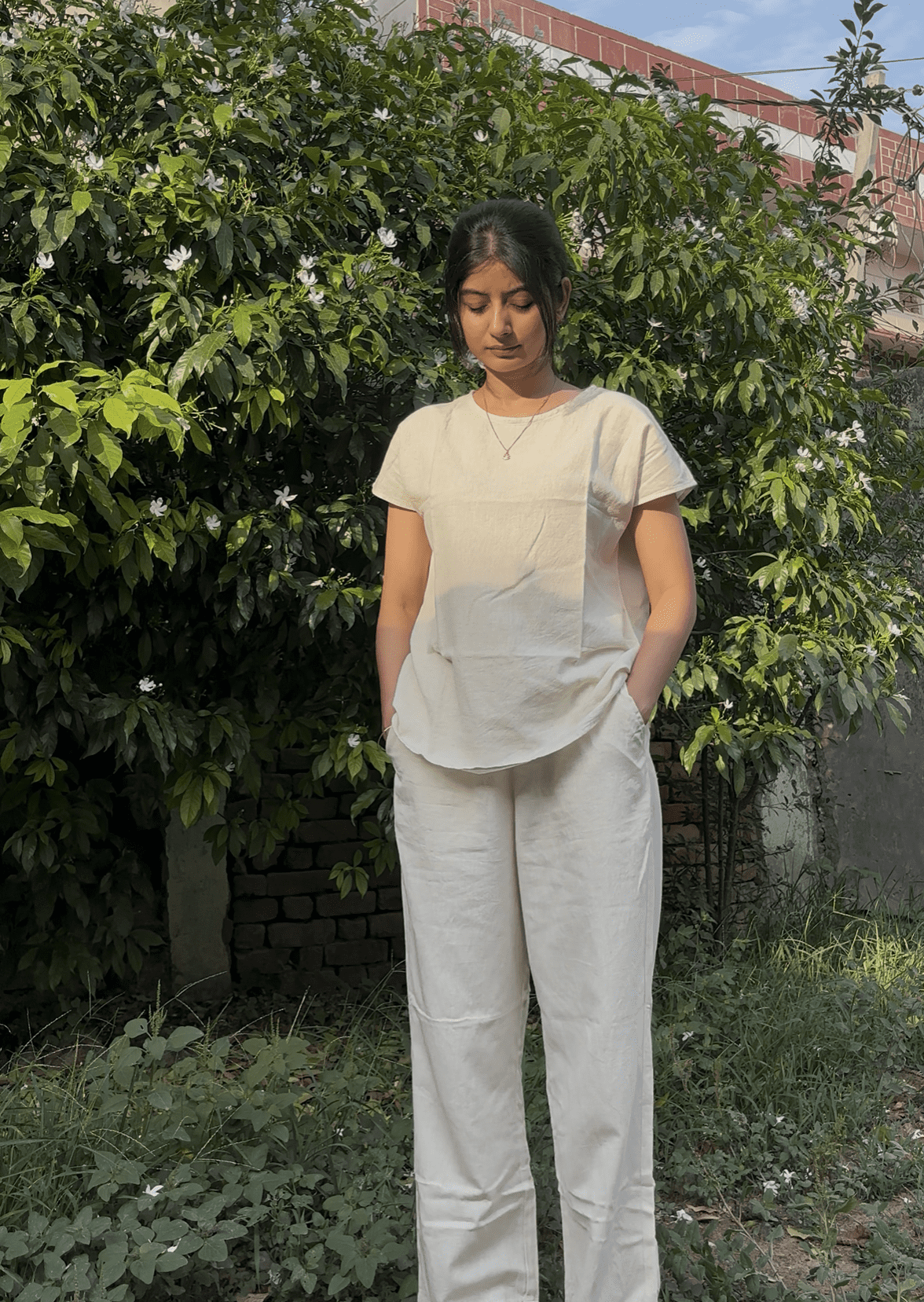 women’s short sleeve khadi cotton top | breathable natural cotton casual summer top for women