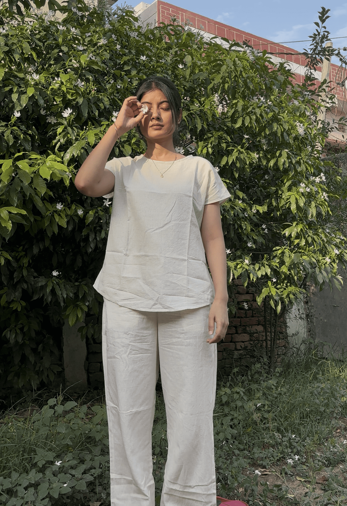 women’s short sleeve khadi cotton top | breathable natural cotton casual summer top for women