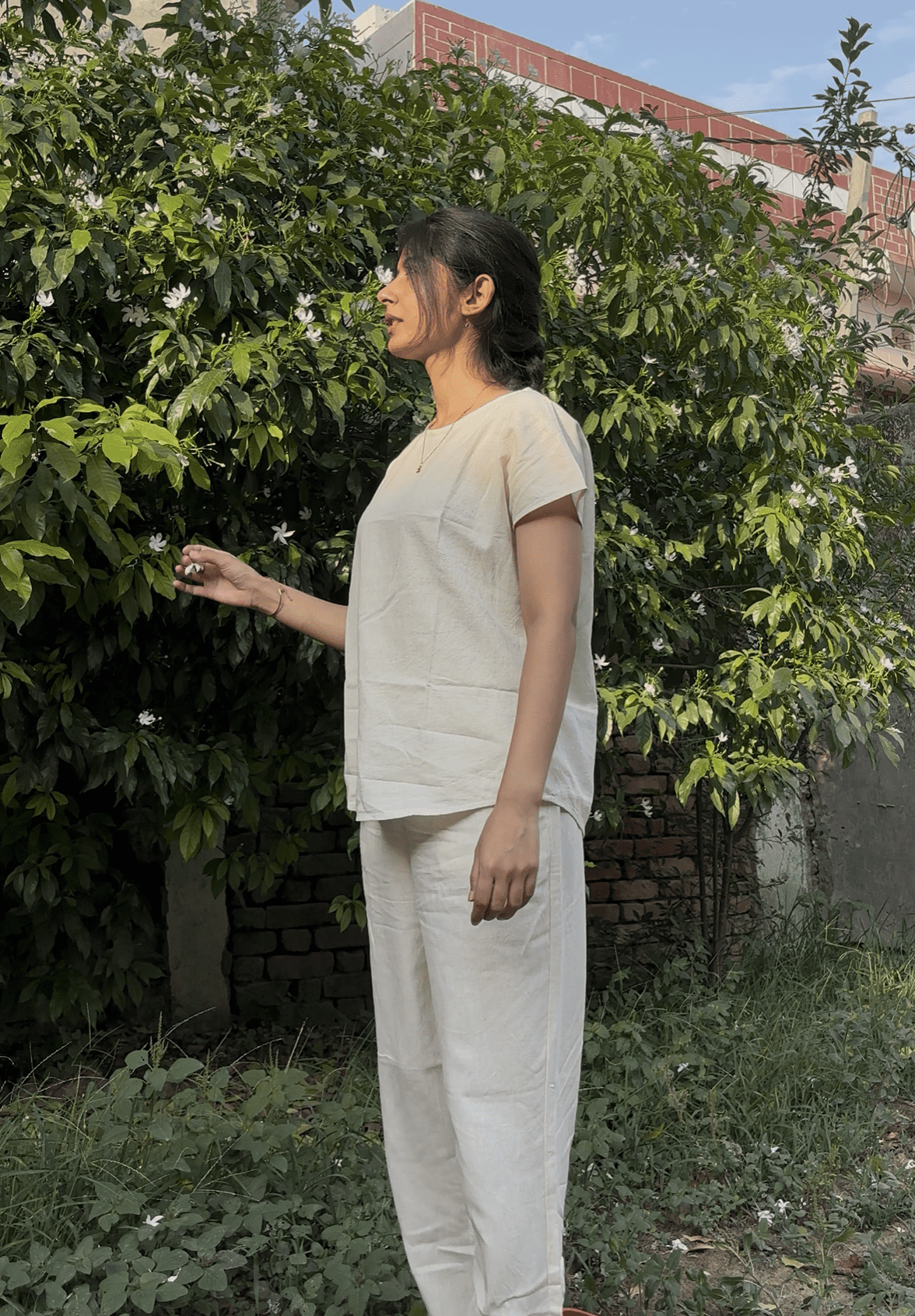 women’s short sleeve khadi cotton top | breathable natural cotton casual summer top for women
