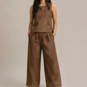 Mrittika Set – Earth Brown Khadi Cotton Co-ord Set for Women