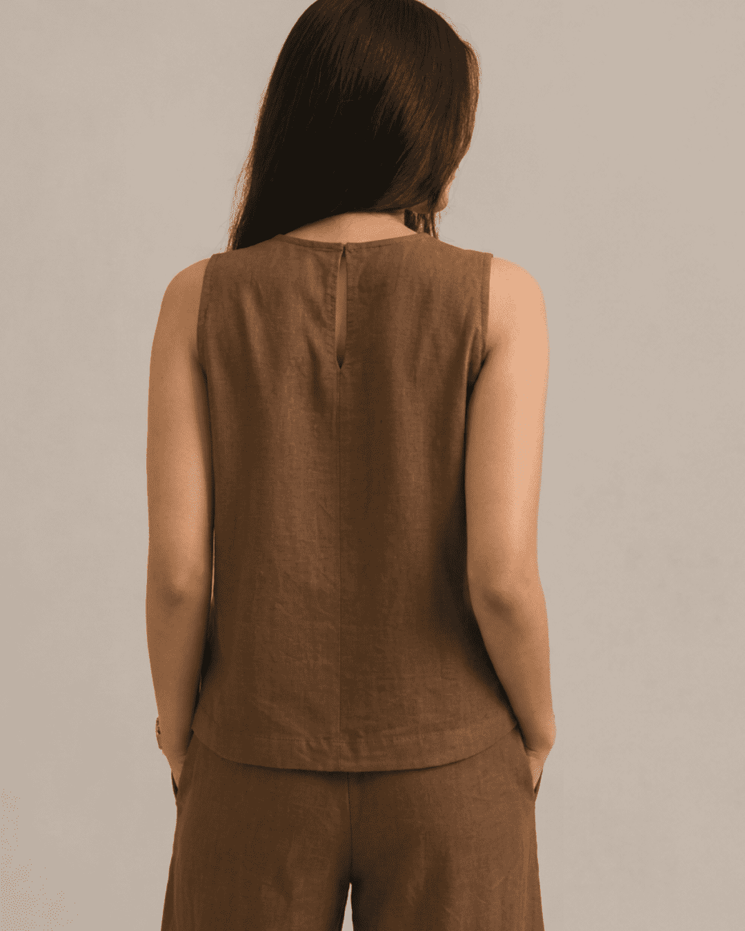 Mrittika Set – Earth Brown Khadi Cotton Co-ord Set for Women - Image 3