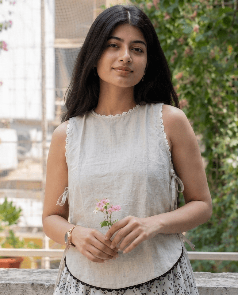 Kusuma Set – Ivory Lace Khadi Cotton Co-ord Set for Women - Image 8