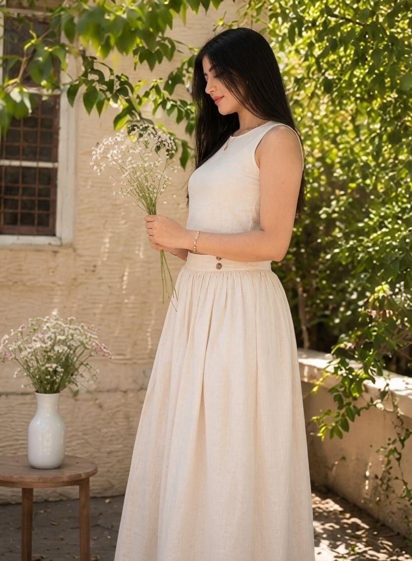 Leher Set – Ivory Khadi Cotton Skirt Set for Women - Image 2