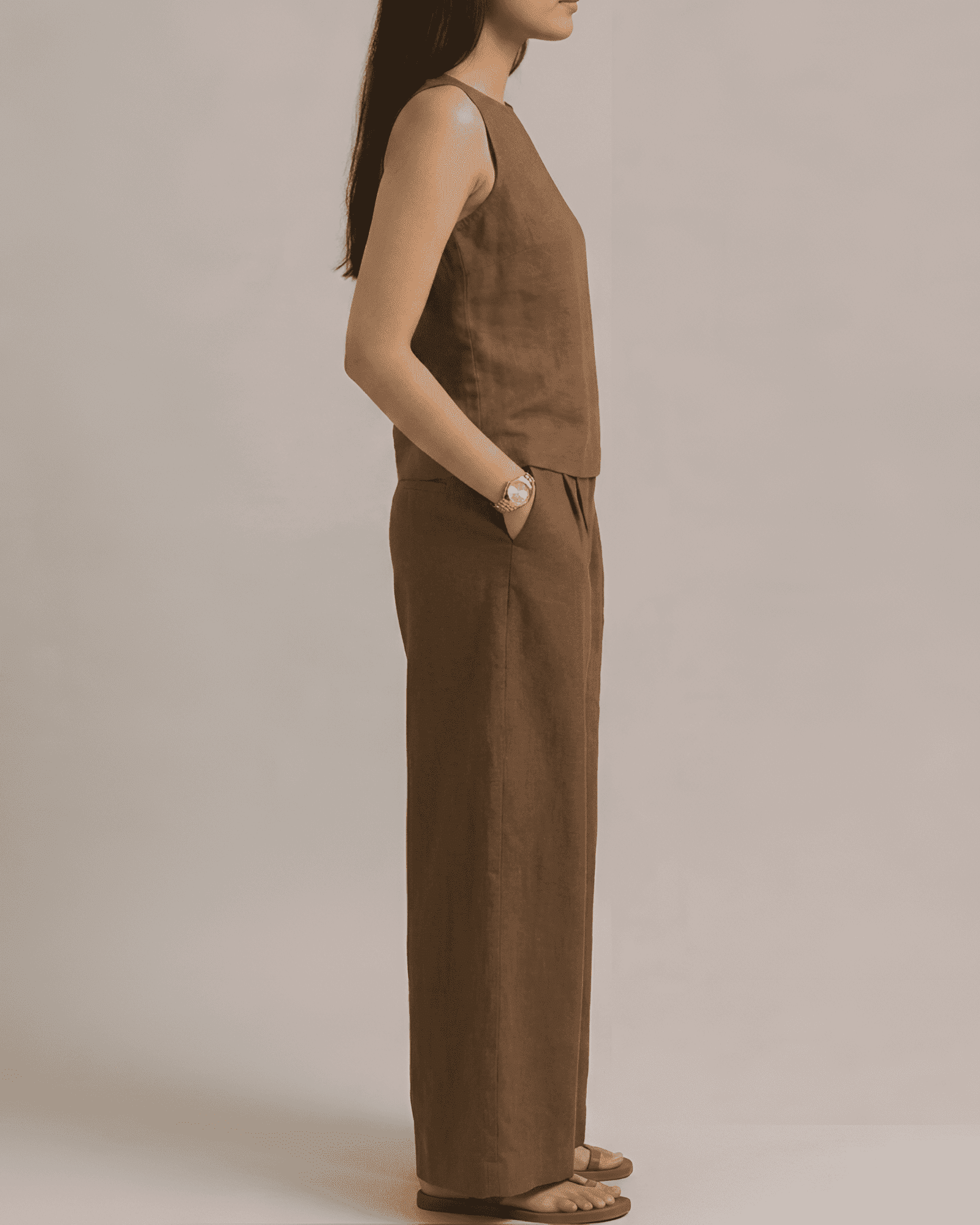 Mrittika Set – Earth Brown Khadi Cotton Co-ord Set for Women - Image 2