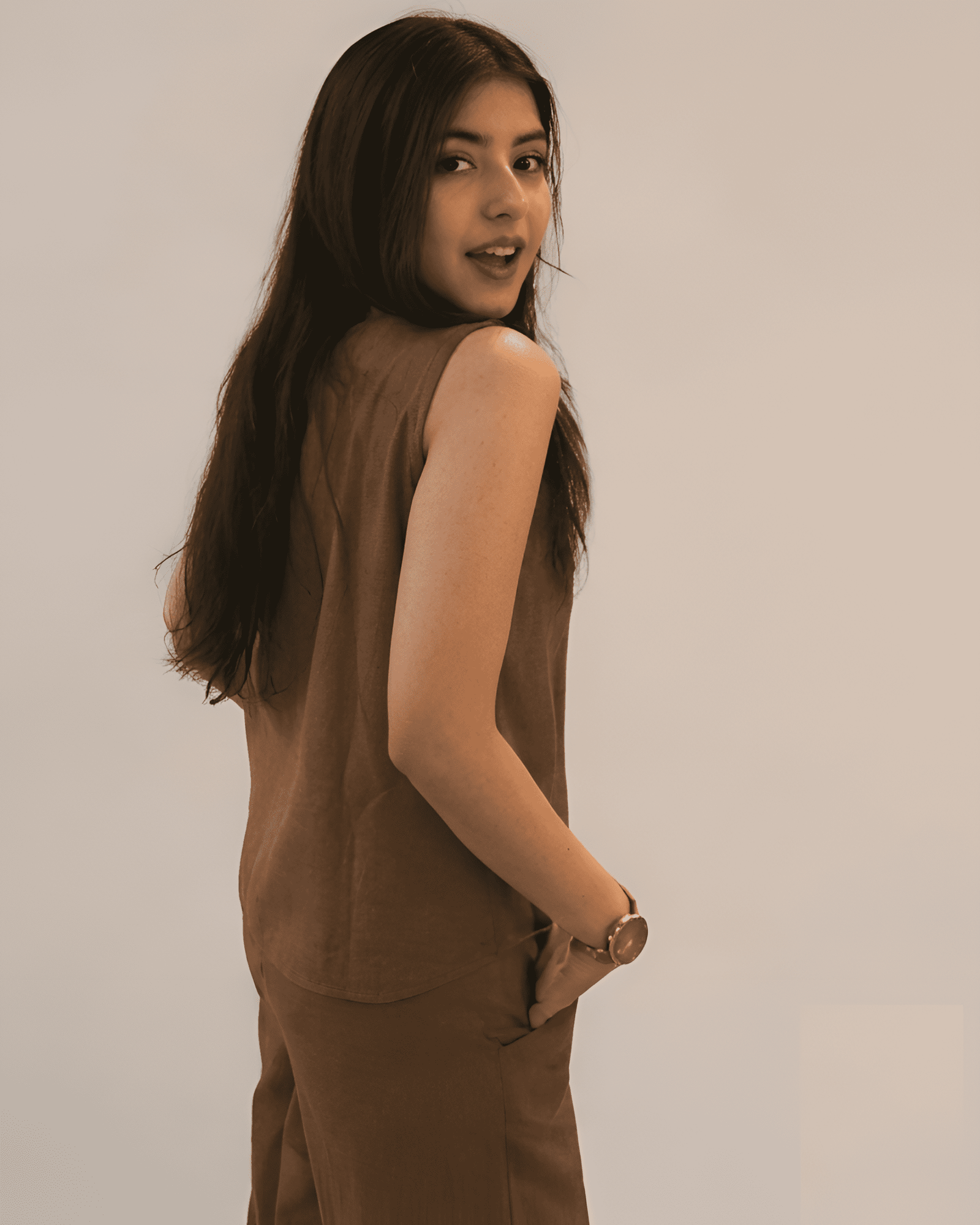 Mrittika Set – Earth Brown Khadi Cotton Co-ord Set for Women - Image 4