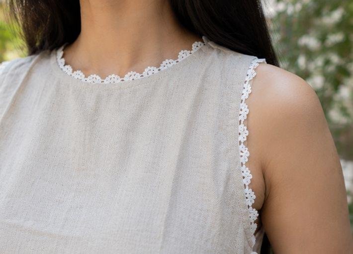Kusuma Set – Ivory Lace Khadi Cotton Co-ord Set for Women - Image 5