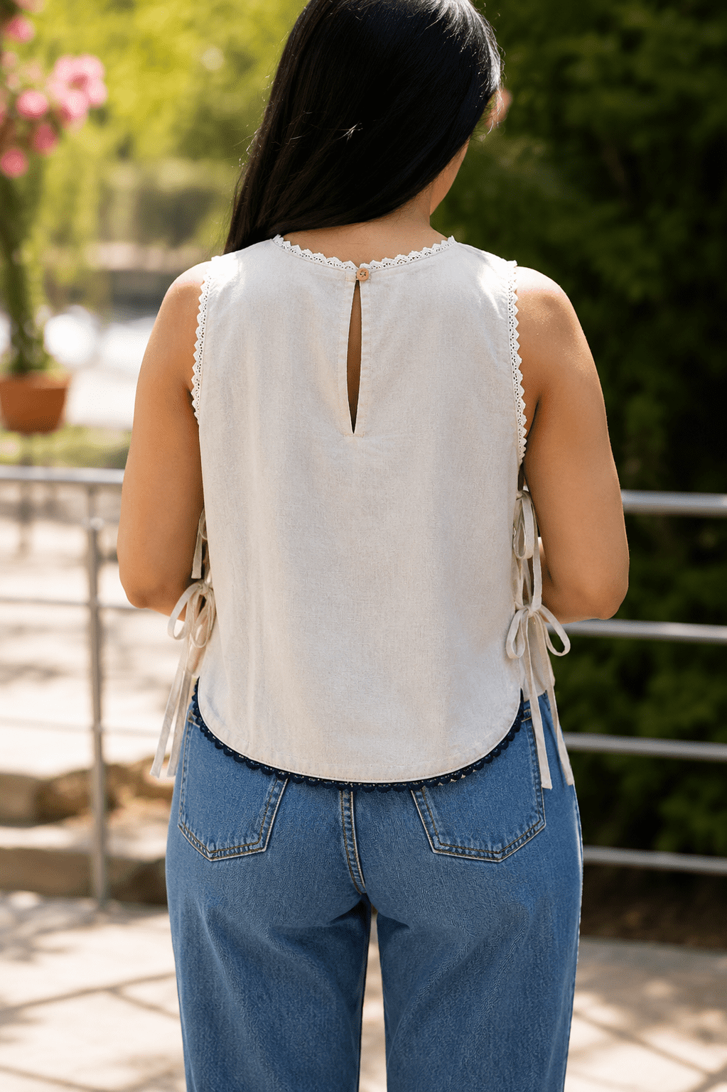 NeelKusu Combo – Blue & Ivory Khadi Cotton Tops for Women - Image 4