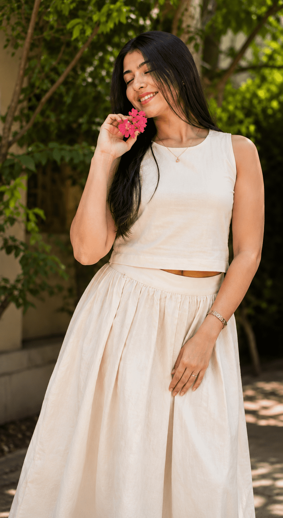 Leher Set – Ivory Khadi Cotton Skirt Set for Women - Image 4