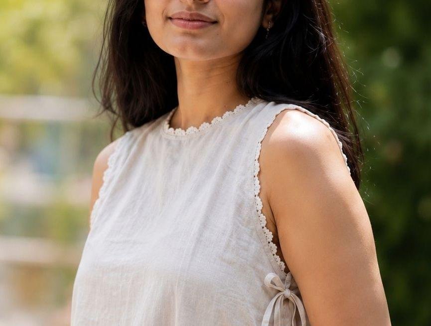 NeelKusu Combo – Blue & Ivory Khadi Cotton Tops for Women - Image 3