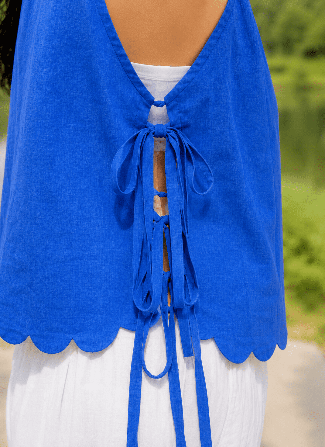NeelKusu Combo – Blue & Ivory Khadi Cotton Tops for Women - Image 7